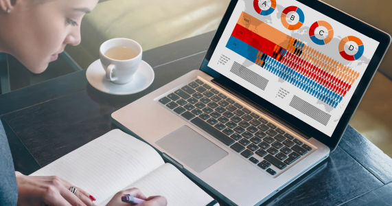 event planner reviewing event metrics